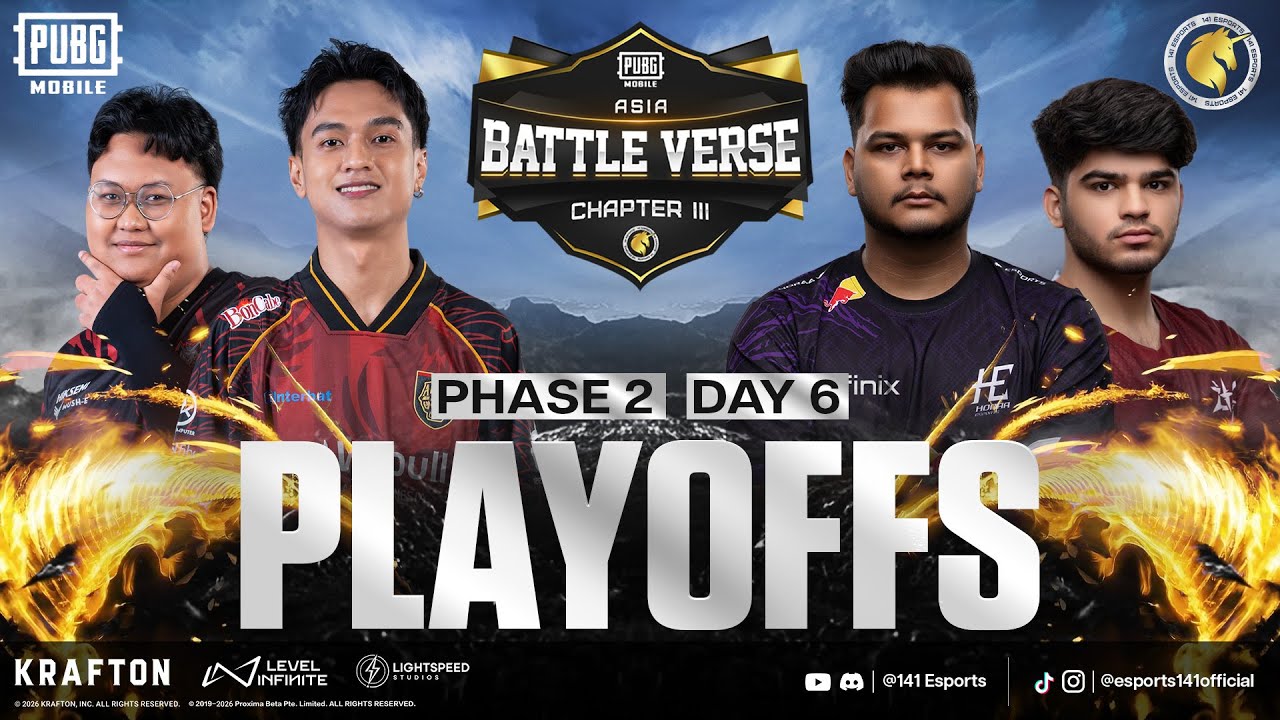 PUBGM BATTLE VERSE ASIA CHAPTER III | PHASE 2 PLAYOFFS DAY 6 | FT. 