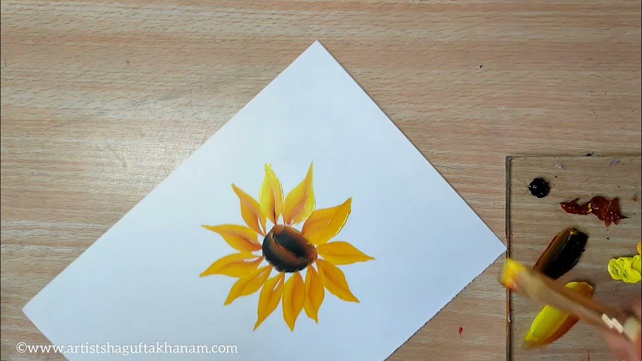 5 minutes painting Daily challenge 9 Acrylic painting One stroke painting for beginners