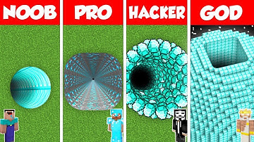 Minecraft Battle: NOOB vs PRO vs HACKER vs GOD: DIAMOND TUNNEL PIT HOUSE BUILD CHALLENGE / Animation