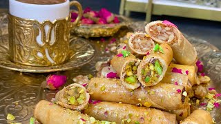 لفائف الجوز و الفستق الحلبي وصفة رائعة لرمضان pistachio and walnut rolls (perfect for Ramadan)