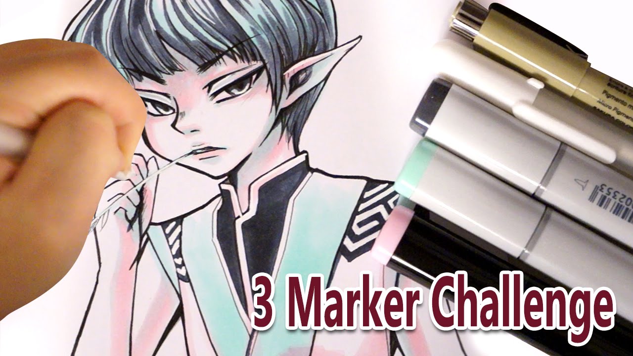 3 Marker Challenge - with Copic Markers - YouTube