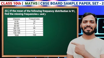 32. If the mean of the following frequency distribution is 91, class 10