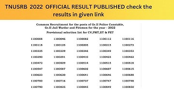 TNUSRB result 2022| pc exam result 2022| TNUSRB pc 2022 result
