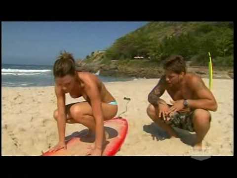 Babalu teaches Rachelle Leah how to Surf !