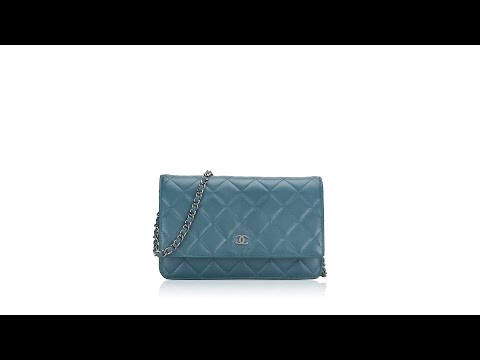 Chanel Lambskin Quilted Wallet on Chain Turquoise