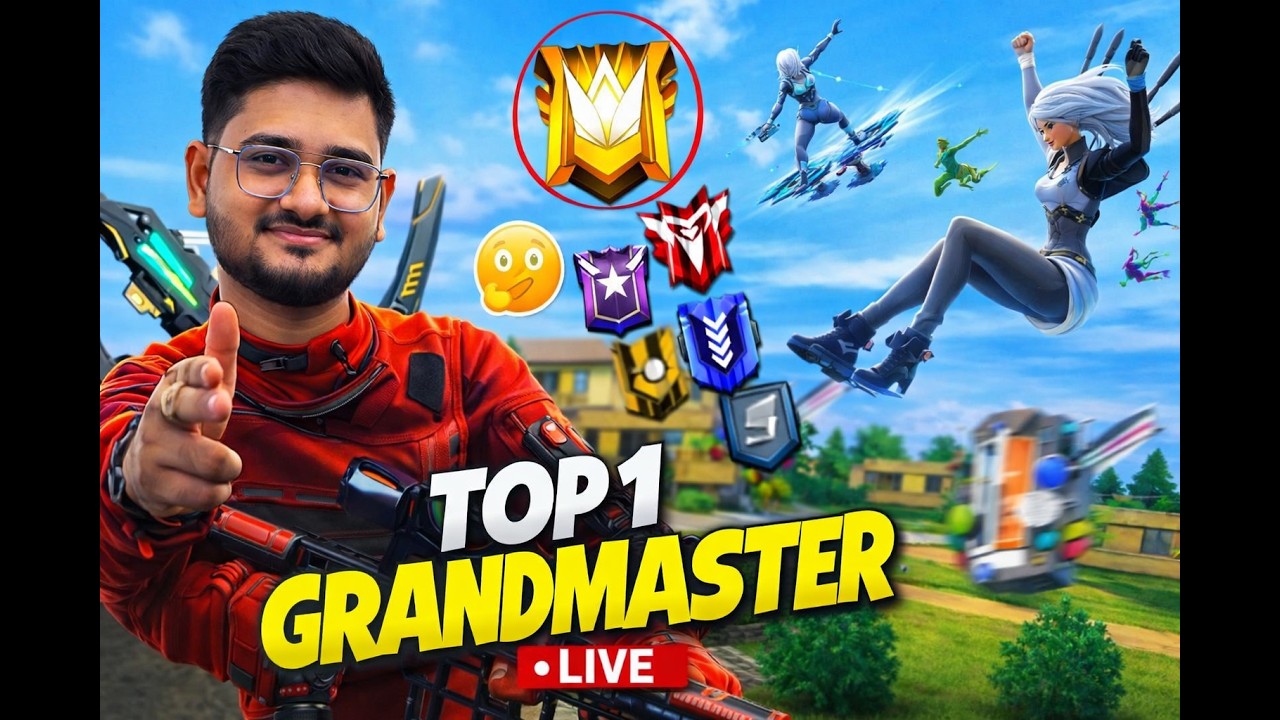 New Grandmaster Top 1 Push V Badge Lobby ❤ FF LIVE ✌ Free Fire LIVE! 