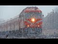 Апрель снег и поезд ТЭП70-0235  Вильнюс - Клайпеда - Вильнюс