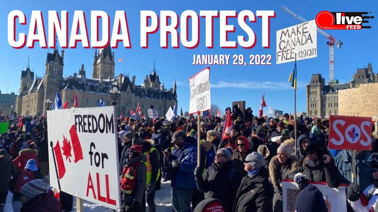 Mass anti-mandate protest kicks off in Ottawa filling the streets with trucks & people | LiveFEED®