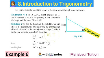 10 t h class math Chapter 8|Introduction to trigonometry| Example 6|CBSE|NCERT|with notes|