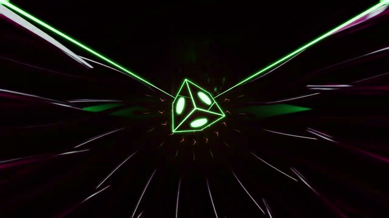 2 Hours 4K A glowing neon cube slowly spinning I Screensaver for Meditation