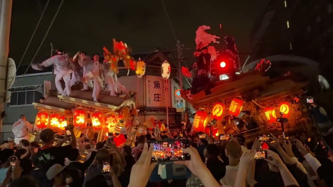 平野郷杭全神社 試験曳き。野堂町南組、野堂東組、野堂北組、流町、泥