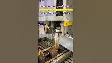 Copper electrode punching brass.Drill very fine holes in heavy metal blocks.EDM drilling machine#edm