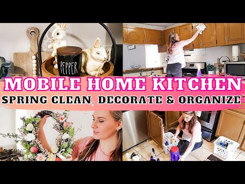 SPRING CLEAN AND DECORATE MY MOBILE HOME KITCHEN | MarieLove - YouTube