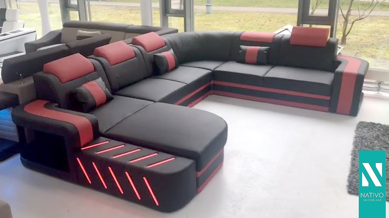 De layout lineair lokaal NATIVO meubelen Nederland - Design bank SPACE XXL met LED verlichting -  YouTube