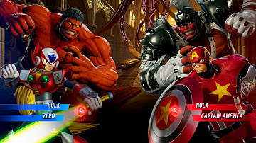 RED HULK & RED ZERO VS GLADIATOR HULK & RED CAPTAIN AMERICA - Marvel vs Capcom Infinite All Costumes