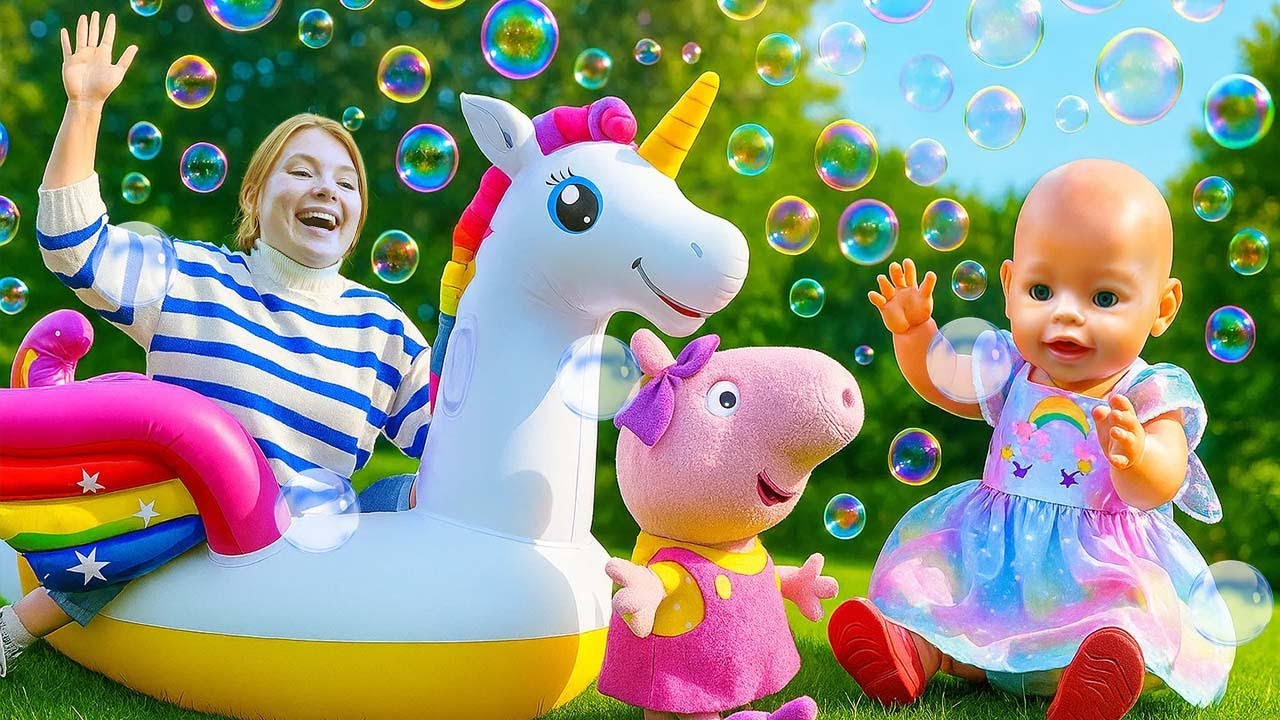 Irene, Peppa und Baby Born Emma – Seifenblasen-Spaß für Kinder!