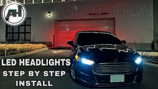 LED HEADLIGHT INSTALL ON FORD FUSION: How to install led headlights on a 2014 Ford Fusion.