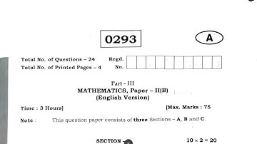 TS inter 2nd year Maths 2B 2023 March question paper Telangana Intermediate IPE Mathematics 2B