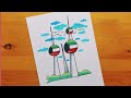 رسم معالم الكويت 1 رسم ابراج الكويت     