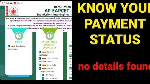 ap eapcet 2022 KNOW YOUR PAYMENT STATUS|NO DETAILS FOUND