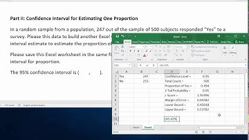 Excel - Confidence Interval for One Proportion