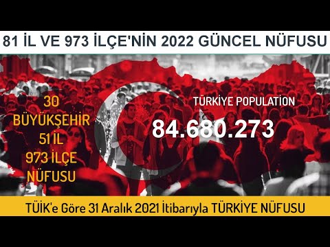 2022 Türkiye Nüfusu: 30 Büyükşehir - 51 İl ve 973 İlçenin Nüfusu, İLLERE-İLÇELERE GÖRE NÜFUSUMUZ