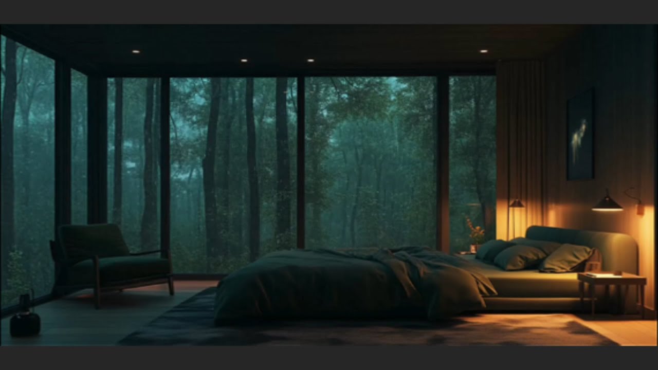 Soft Rain Sounds for Deep Sleep 8 Hours Dark Forest Bedroom Ambience🎄