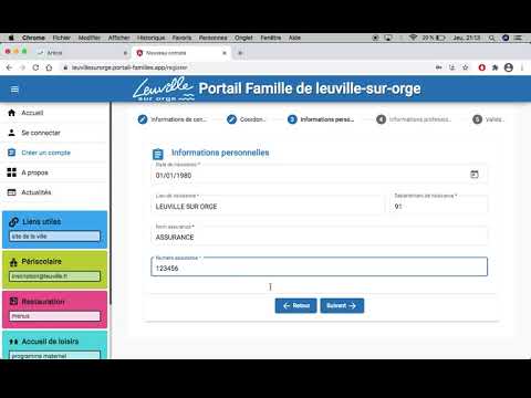 Création de compte portail famille