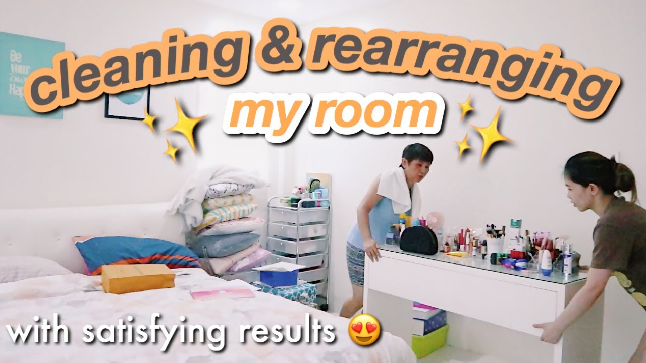 CLEANING & REARRANGING MY ROOM *SATISFYING* - YouTube