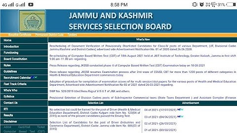 JKSSB CLASS-IV FRESH DOCUMENT VERIFICATION DATES OUT