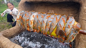 Bà Tân Vlog - Cá Chê Cuộn Cây Chuối Nướng Hạt Trổi Tây Bắc Siêu Cay Khổng Lồ