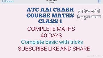 ATC AAI MATHS CRASH COURSE MATHS DAY 1 CLASS 1....most easy method