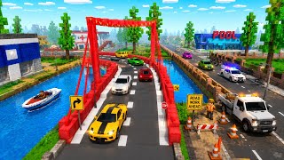 SCHOOL PARTY CRAFT: NEW BRIDGE IS FINALLY BUILT! 🚗🌉🚤 CARS & BOATS EVERYWHERE! screenshot 1
