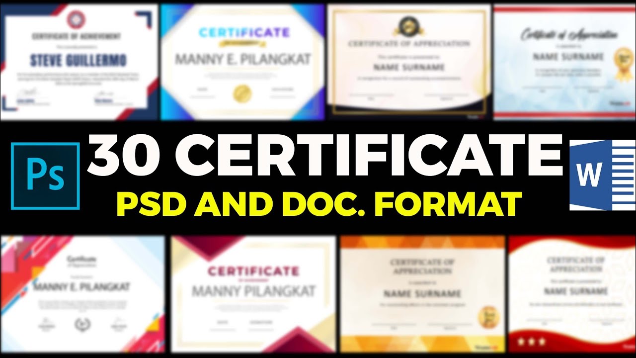 template นามบัตร psd  New 2022  CERTIFICATE TEMPLATE PSD/DOCX FORMAT FREE DOWNLOAD