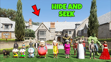 GTA 5 : FRANKLIN, SHINCHAN AND PINCHAN PLAYING HIDE AND SEEK 😯 LEVEL 10