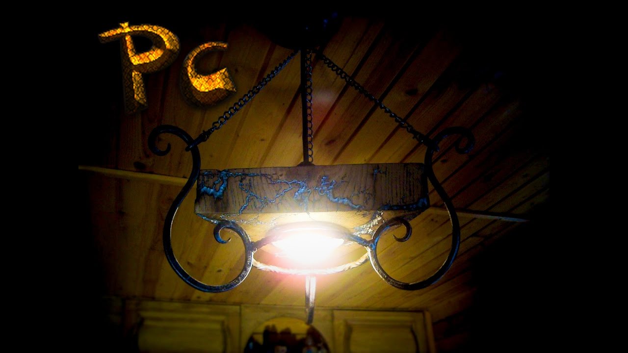 PCshow The best in DIY. Forged lamp+oak. Кованый светильник+дуб.