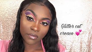 Chunky glitter cut crease| GRWM