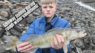 Spillway Walleye Fishing During Tough Conditions! #walleye #walleyefishing