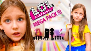 Play with dolls LOL Surprise Mega Pack! Funny video for kids from Kira and Eva