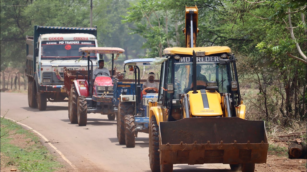 JCB 3dx Loading Tractor | Swaraj 744 FE | Mahindra Arjun Novo 605 and Tata Truck