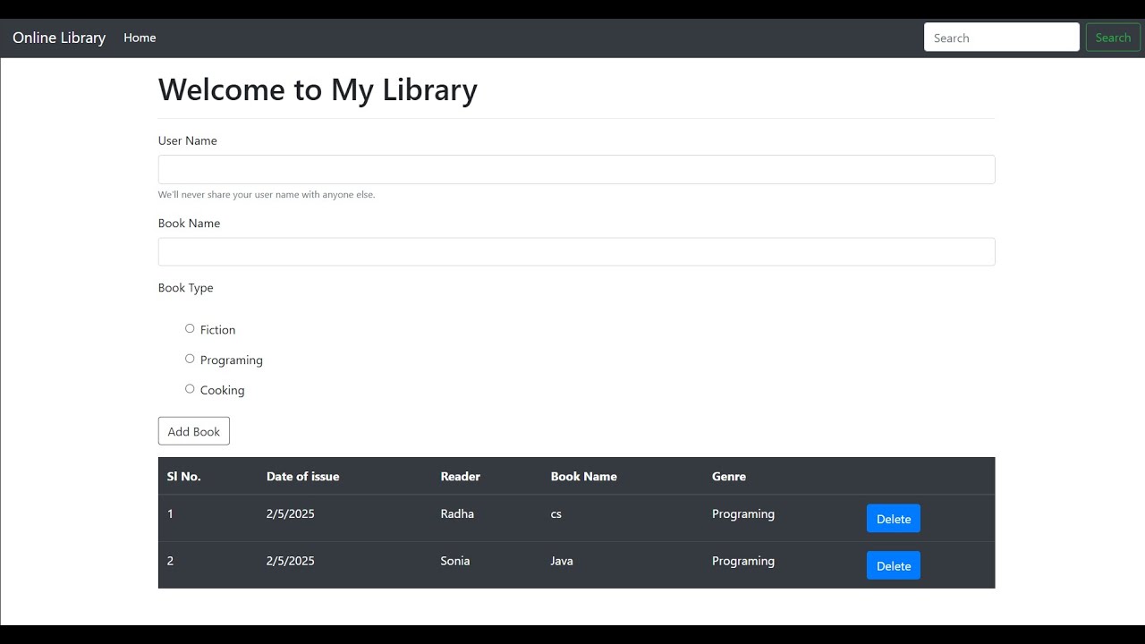 Library Management System using HTML #codeing #webdesign - YouTube