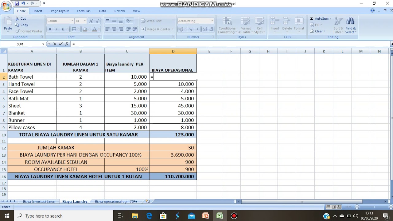 Menghitung Biaya  Linen Kamar  Hotel  YouTube
