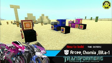 Minecraft - how to Build Arcee, Chromia, Elita-1 Transformers 2 ROTF สร้างมอเตอร์ไซค์สามสาวออโต้บ๊อท