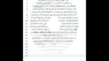 Satisfying ascii animation with C 😉 - The doughnut shaped code that generates a spinning 🍩