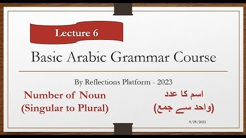 Lecture 6 || Singuar Plural || اسم کا عدد || واحد جمع|| Basic Arabic Grammar Course 2023
