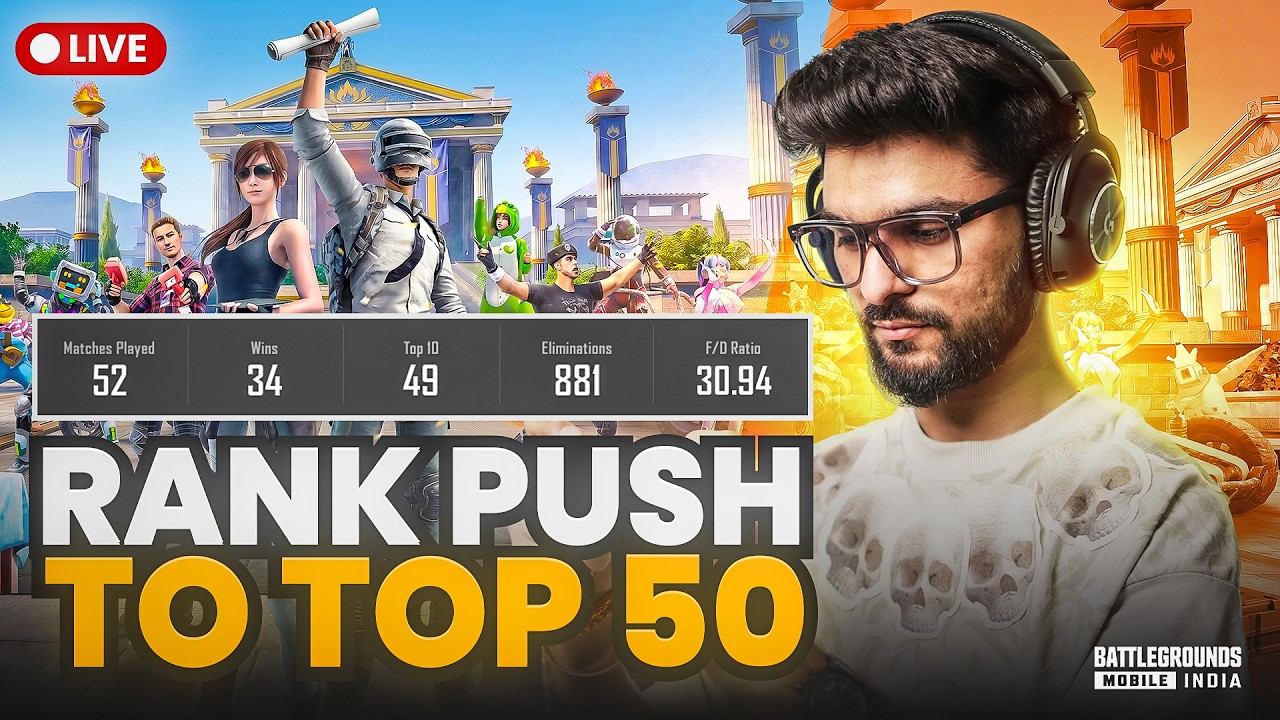 AAJ HOGA TOP 50 ME ENTRY | CONQUEROR RANK PUSH | BGMI LIVE #iQOORankPush