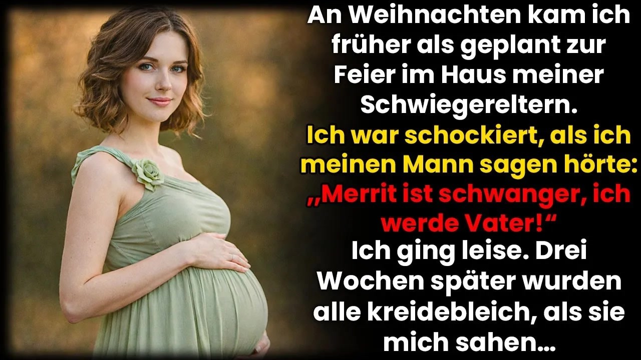 „Ich brachte meinen hochschwangeren Bauch zur Weihnachtsfeier meiner Schwiegereltern, aber als ich die Tür öffnete, hörte ich meinen Mann Gideon sagen: ‚Felicitas, meine Geliebte, ist schwanger...