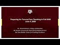 Preparing to Teach F2F in Fall 2020 - Aug 5th