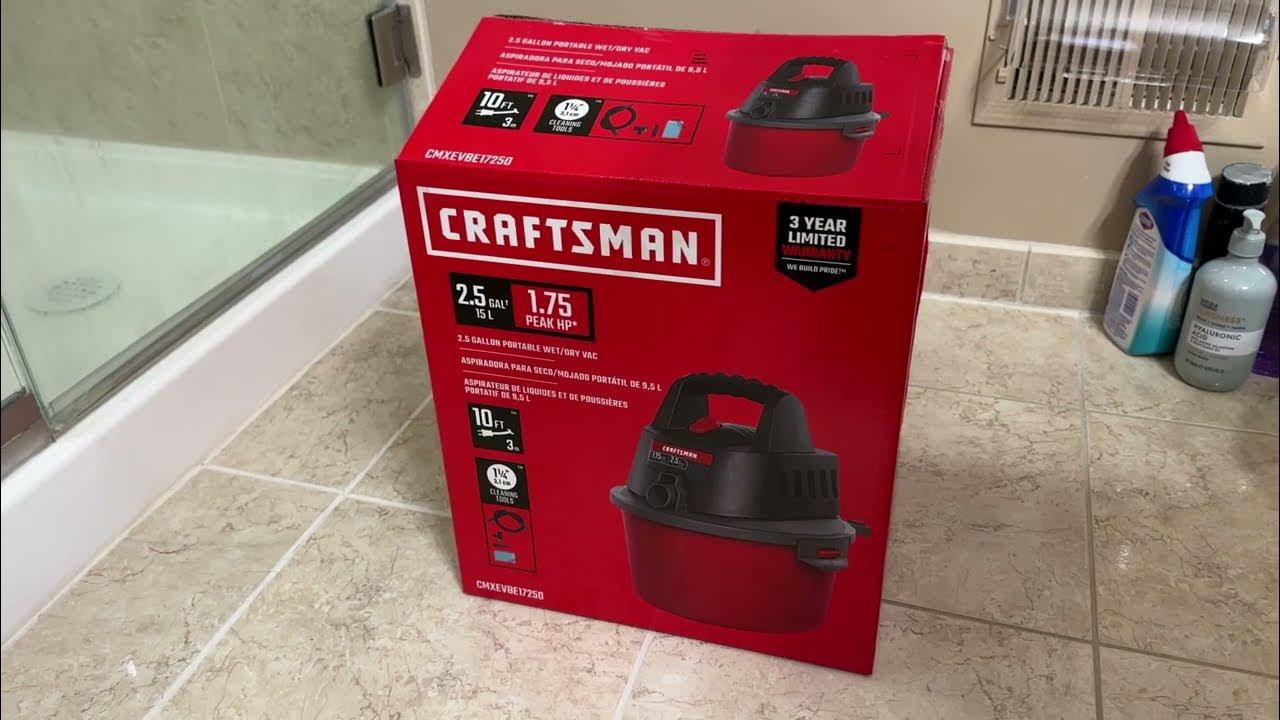Craftsman 2 5 gallon 1 75 peak hp wet dry vac review youtube
