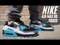 air max 90 signal blue on feet